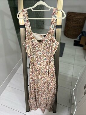Jessica Simpson Cream Floral Maxi Dress with Multicolor Print